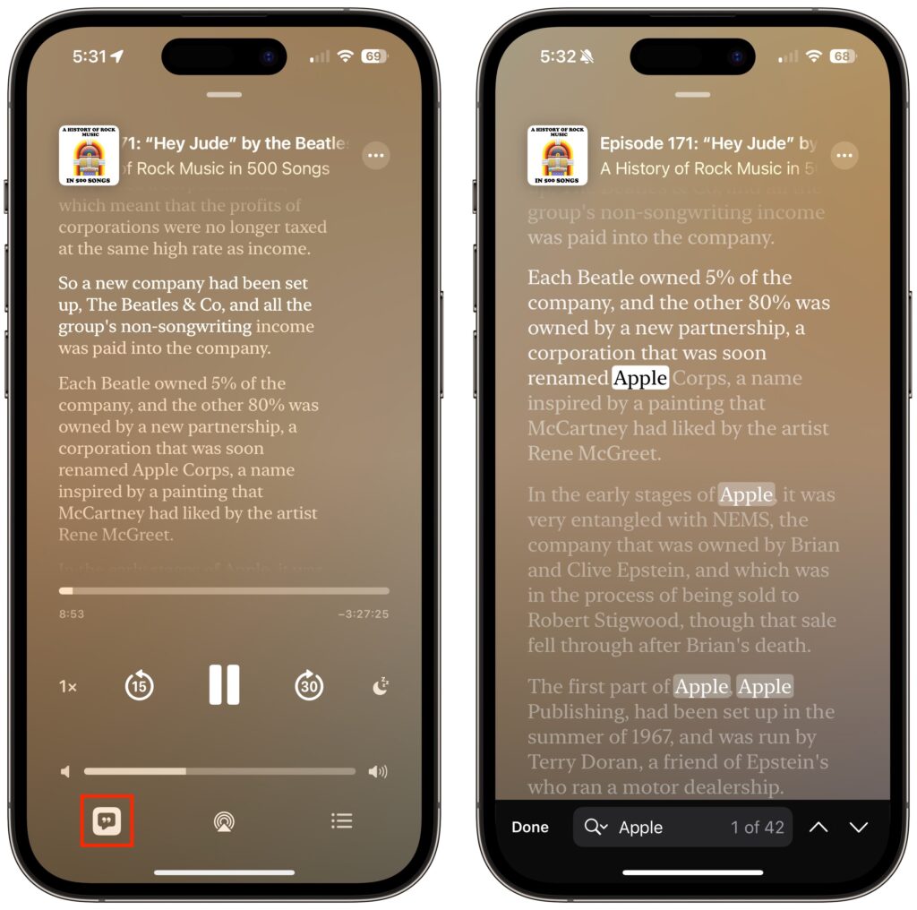 Apple Podcasts Adds Transcripts