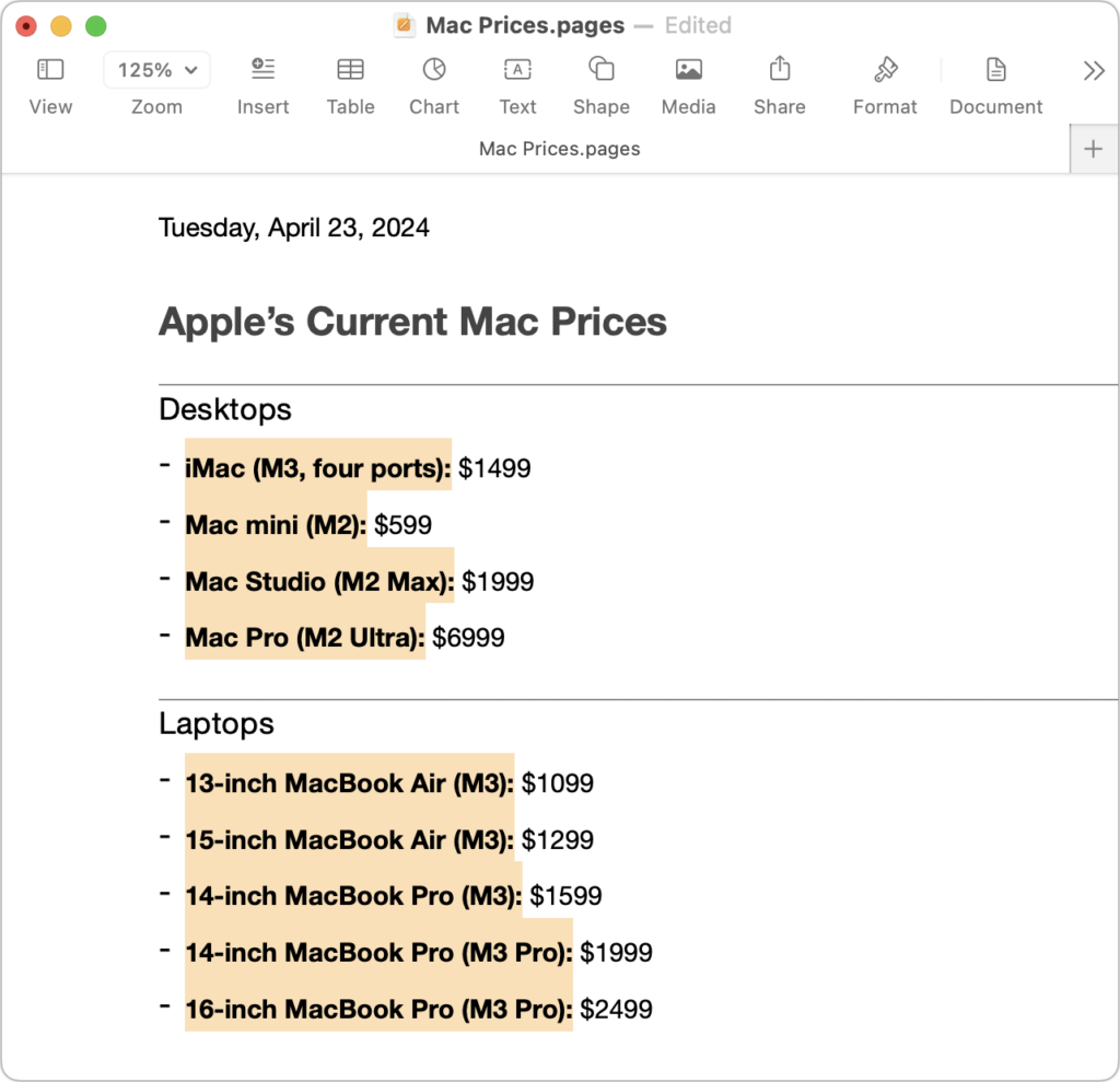 Select Non-Contiguous Text in Pages, Keynote, and Numbers 14